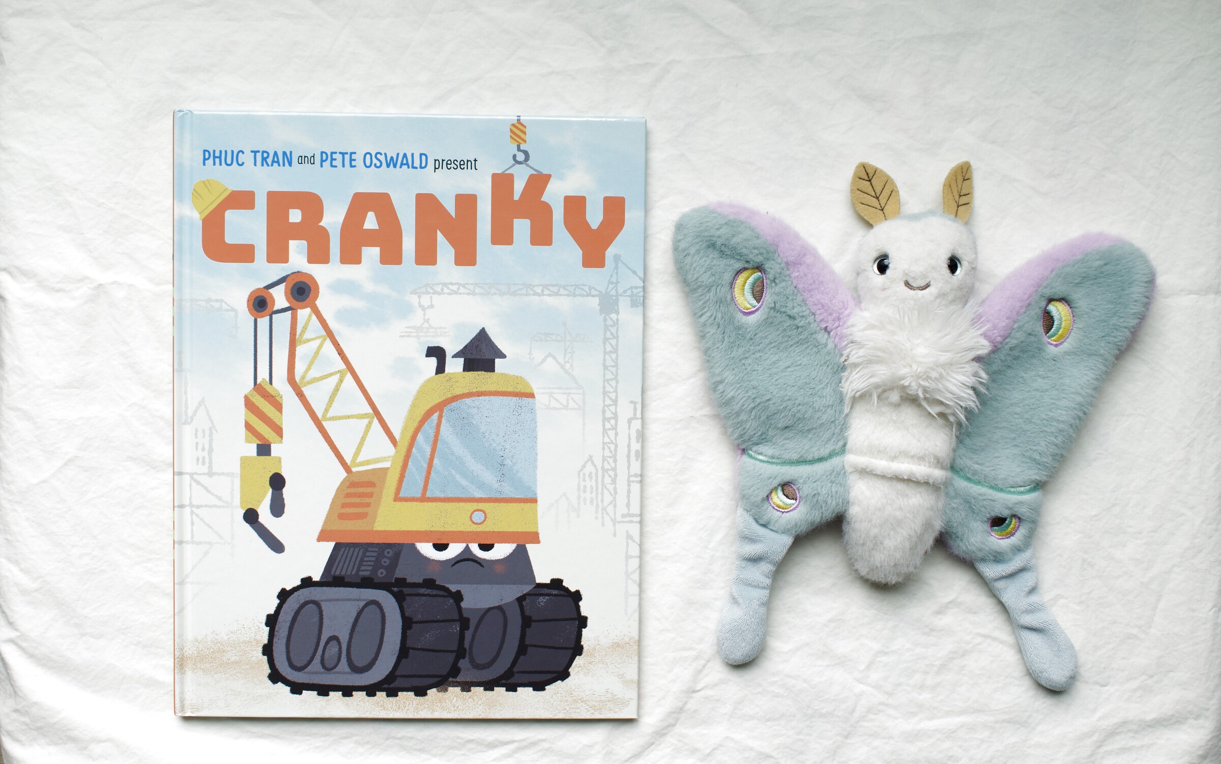 Cranky next to Reference Moth, our resident size guide
