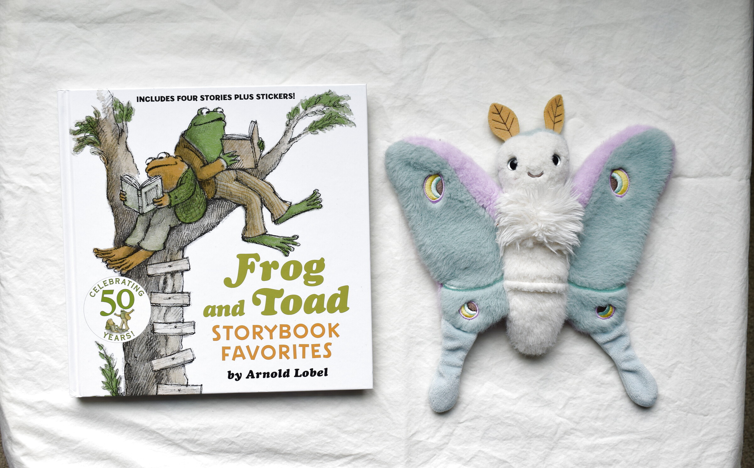 Frog and Toad Are Friends next to Reference Moth, our resident size guide