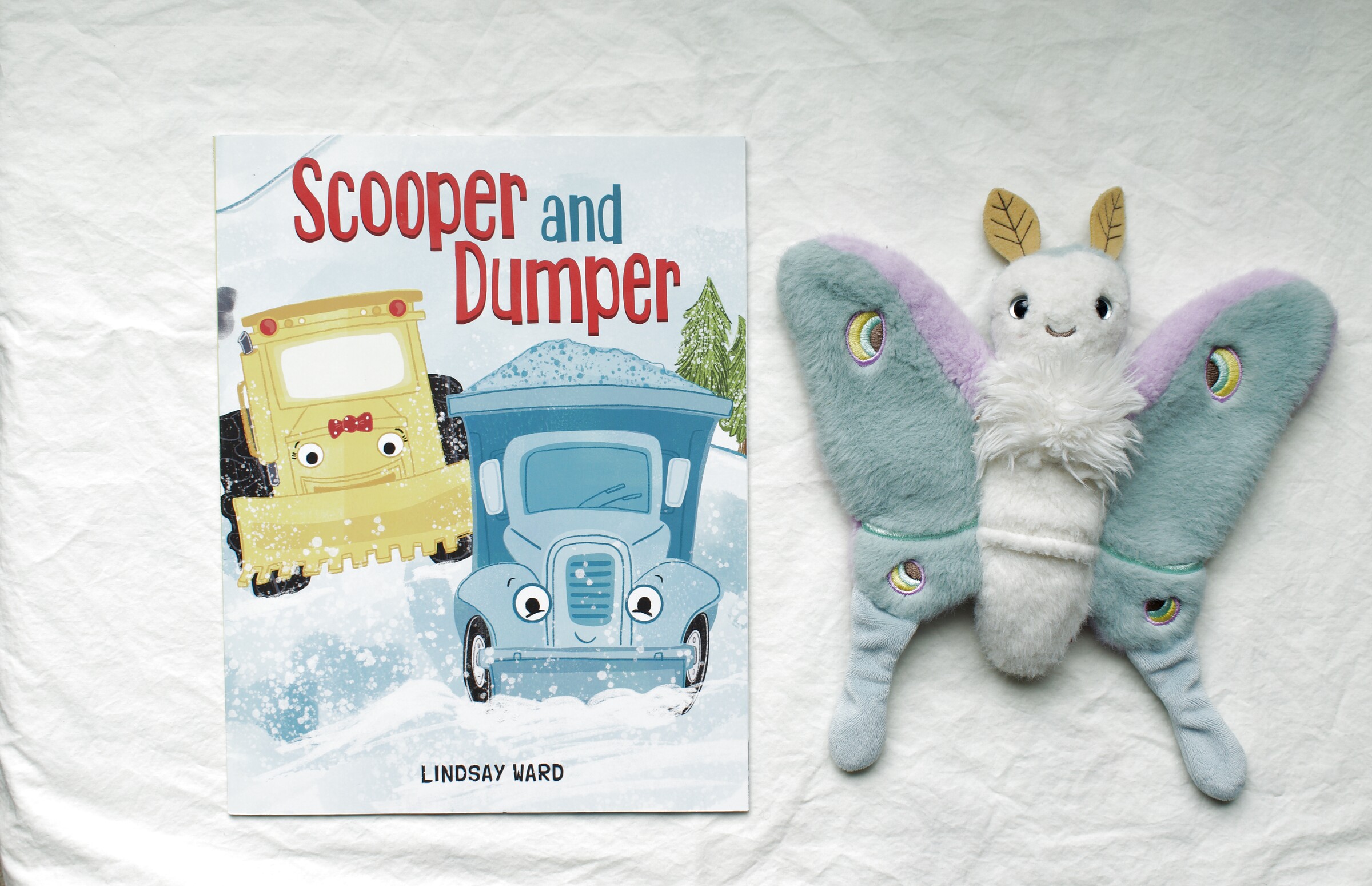 Scooper and Dumper next to Reference Moth, our resident size guide