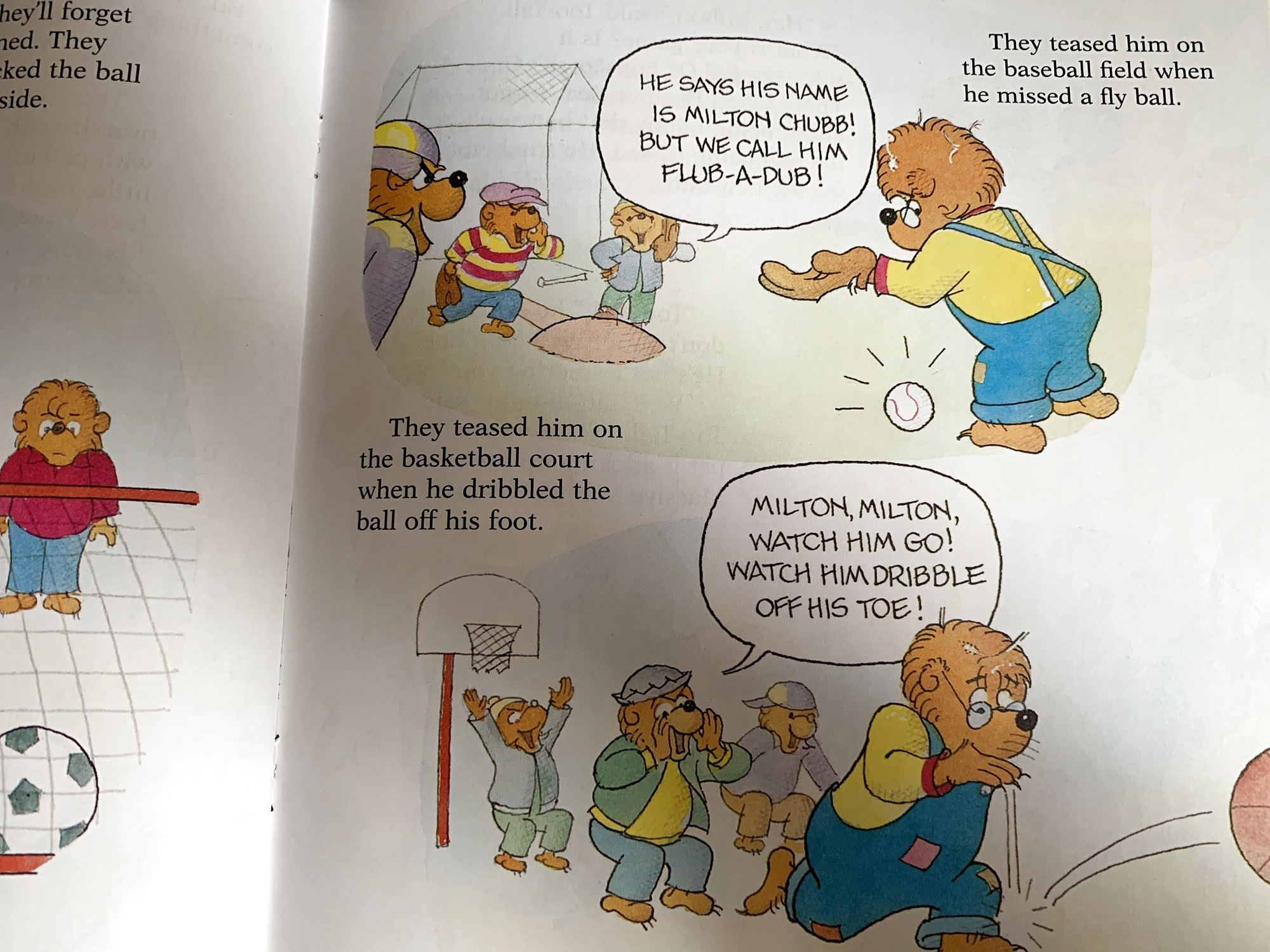 A page from inside The Berenstain Bears and Too Much Teasing