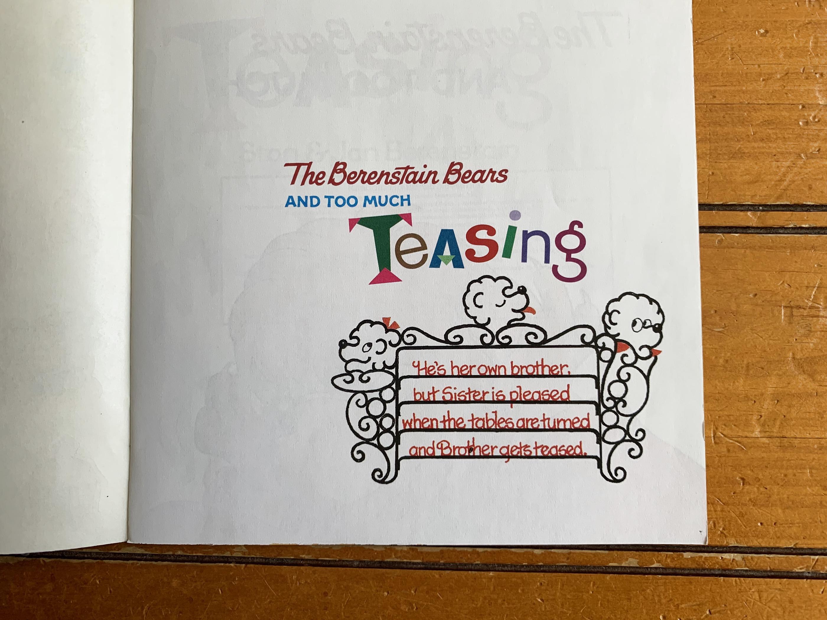 The Berenstain Bears and Too Much Teasing — the opening rhyme page
