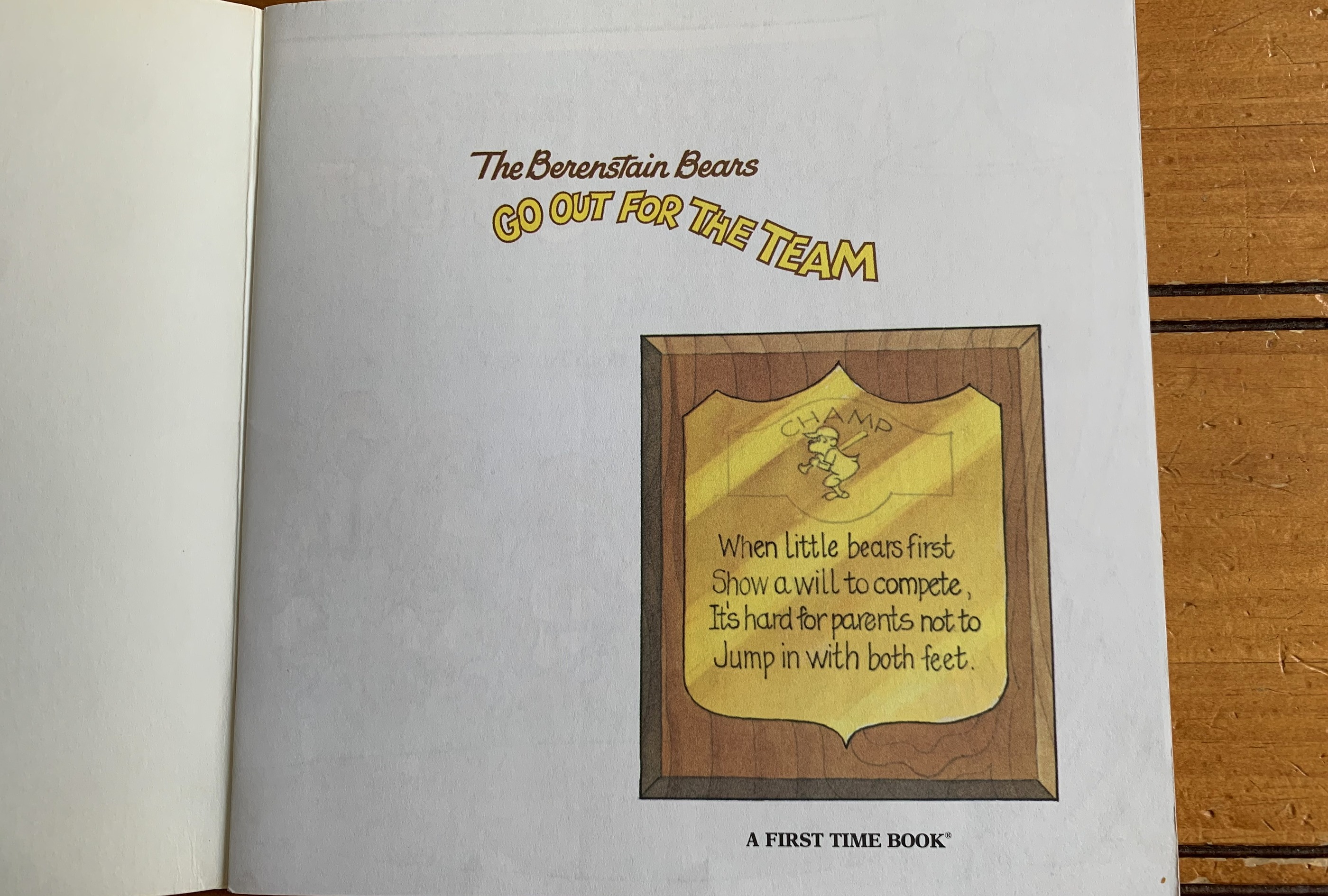The Berenstain Bears Go Out for the Team — the opening rhyme page