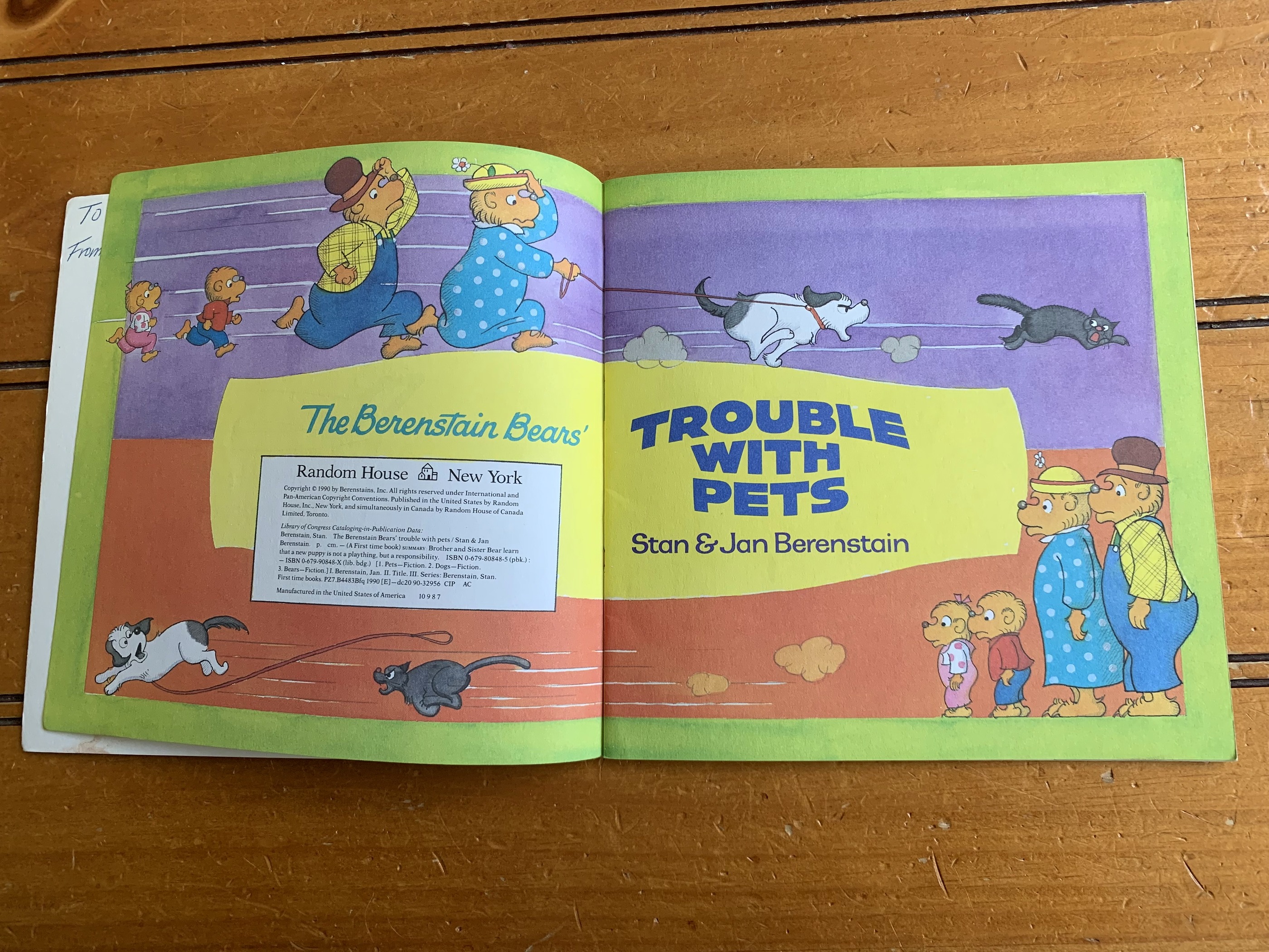 The Berenstain Bears' Trouble with Pets — the title-page spread