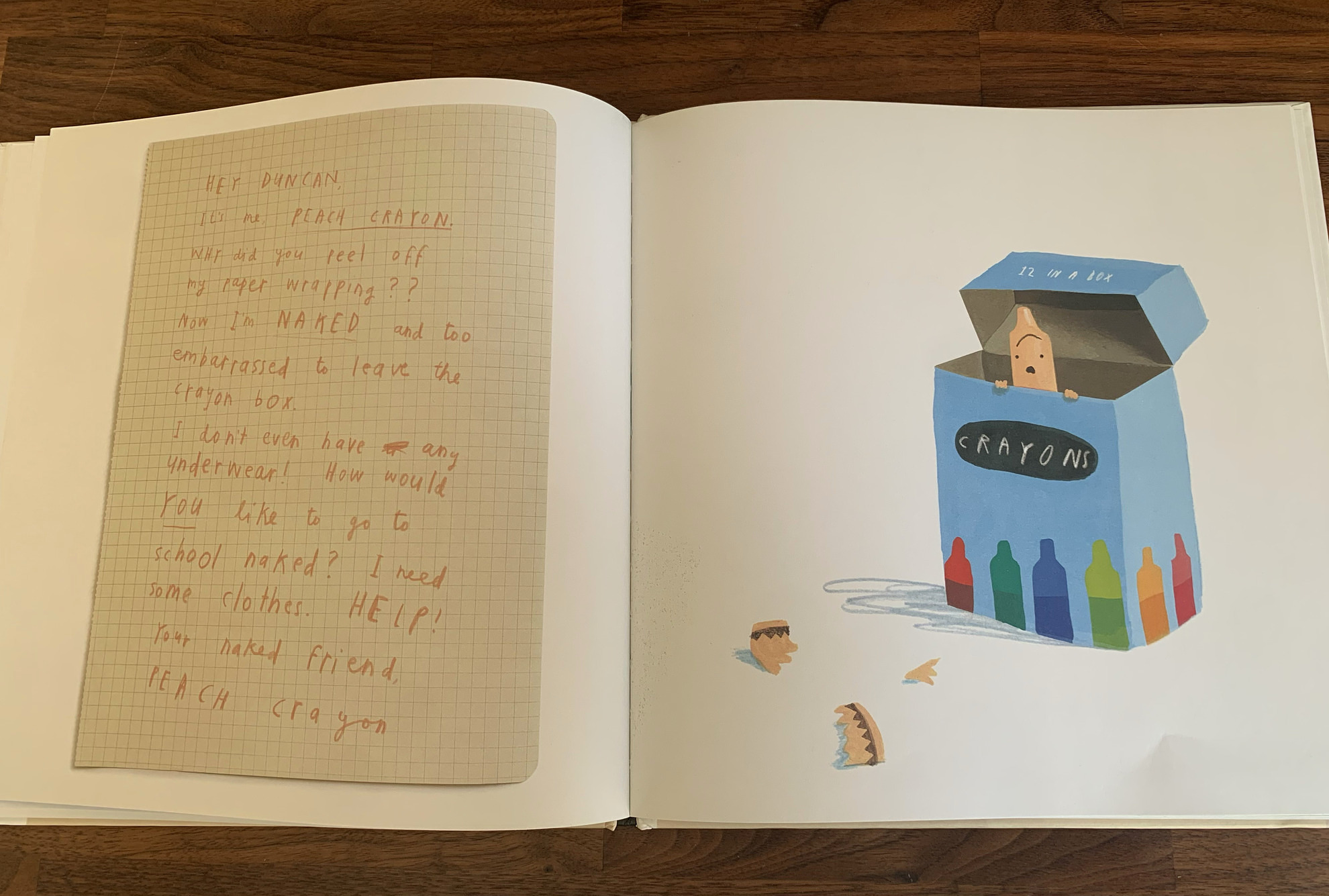Another page from inside The Day the Crayons Quit